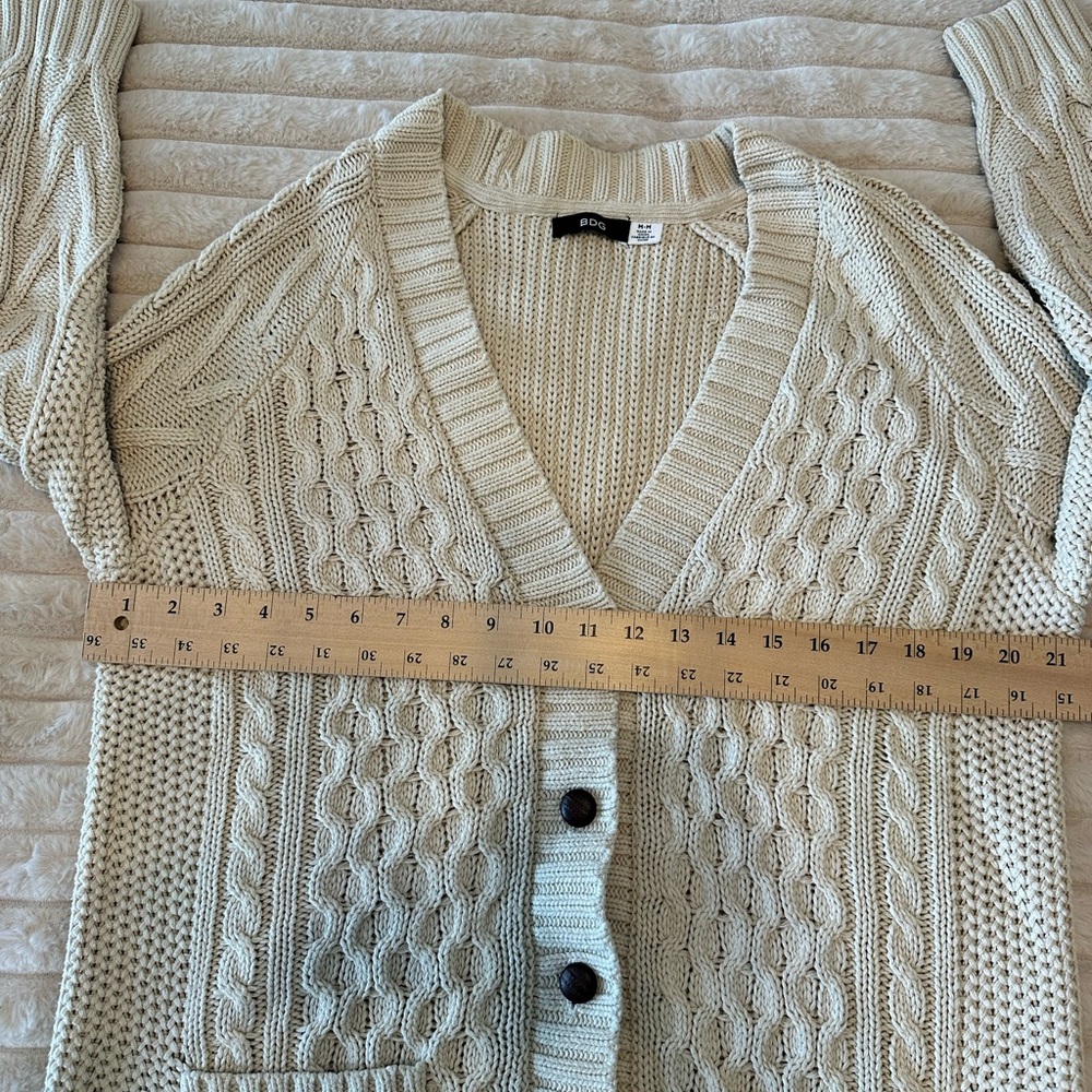 Urban Outfitters BDG Cream Cable Knit Cardigan Grandpa Sweater - Picture 8 of 11